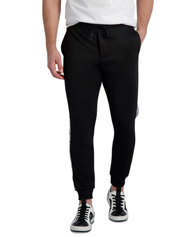 Shop Karl Lagerfeld Men's Regular-fit Logo-taped Track Pants, Created For Macy's In Black