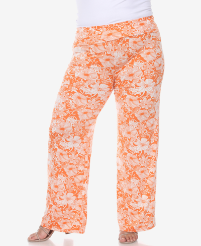 Shop White Mark Plus Size Floral Paisley Palazzo Pants In Orange