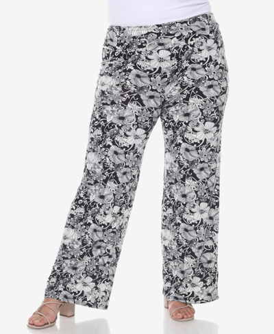 Shop White Mark Plus Size Floral Paisley Palazzo Pants In Black