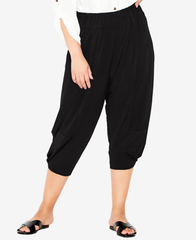 Shop Avenue Plus Size Kenzie Drape Pants In Black