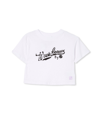 Shop Cotton On Big Girls The Crop Short Sleeve T-shirt In White/weekends