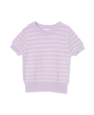 Shop Cotton On Toddler Girls Kinsley Short Sleeve Knit T-shirt In Vintage Lilac/dark Vanilla