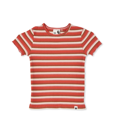 Shop Cotton On Little Girls Amelia Short Sleeve T-shirt In Brown Stripe