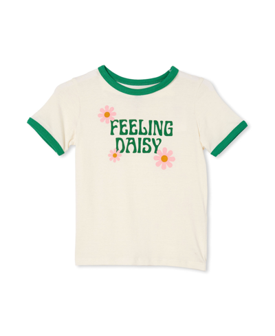 Shop Cotton On Toddler Girls Penelope Short Sleeve Ringer T-shirt In Dark Vanilla/feeling Daisy