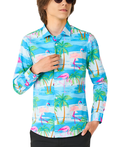 Shop Opposuits Big Boys Flaminguy Tropical Flamingo Shirt In Multi