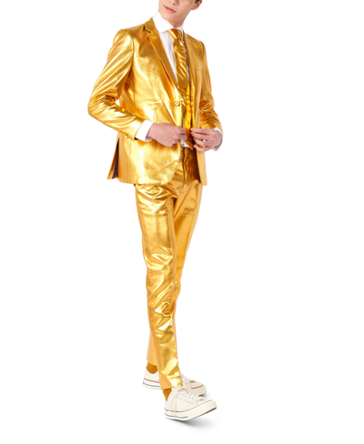Shop Opposuits Big Boys Groovy Metallic Party Suit, 3-piece Set In Gold-tone