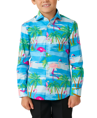 Shop Opposuits Toddler And Little Boys Flaminguy Tropical Flamingo Shirt In Multi