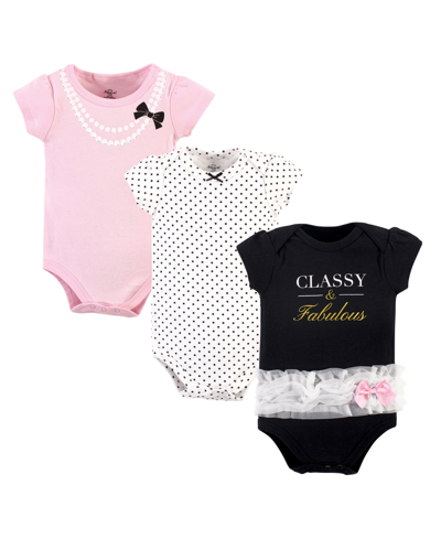 Shop Little Treasure Baby Girls Classy Bodysuits, Pack Of 3 In Multi