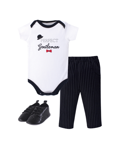 Shop Little Treasure Baby Bodysuit, Pants And Shoesset In Black