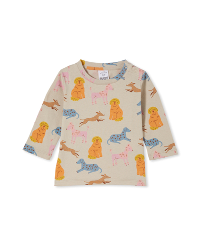 Shop Cotton On Baby Girls Jamie Long Sleeve T-shirt In Rainy Day/scruffy Doggies