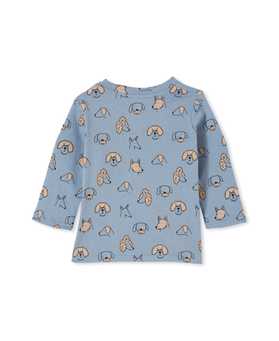 Shop Cotton On Baby Boys Or Baby Girls Printed Long Sleeved T Shirt In Dusty Blue/wiggy Pups