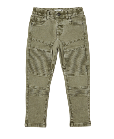 Shop Cotton On Little Boys Skinny Fit Moto Stretch Denim Jeans In Lorne Green