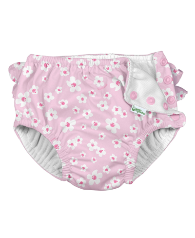 Shop Green Sprouts Baby Girls Ruffle Snap Absorbent Swim Diaper In Light Pink Small Blossoms