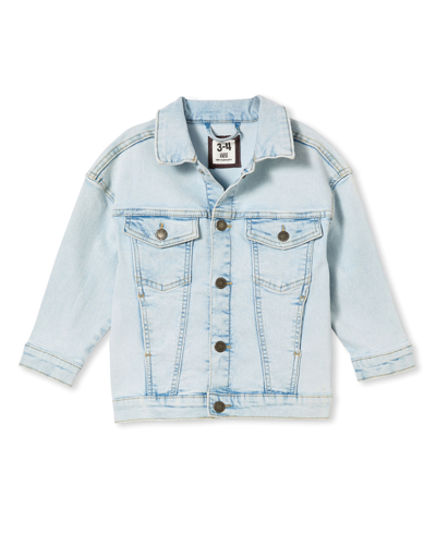 Shop Cotton On Toddler Boys Oversized Rigid Denim Jacket In Bells Light Blue