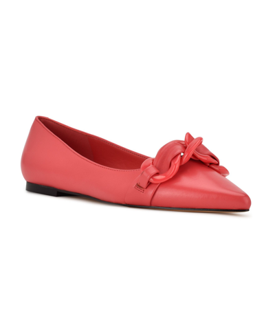Shop Nine West Women's Buyme Pointy Toe Flats Women's Shoes In Coral Leather