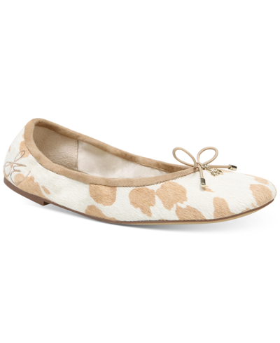 Shop Sam Edelman Women's Felicia Ballet Flats Women's Shoes In Natural Ivory Cow Print