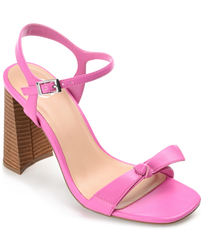 Journee Collection Dianne Womens Round Open Toe Stacked Heel Pumps In Pink