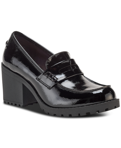 Shop Sun + Stone Maycee Lug Sole Loafers, Created For Macy's In Black Patent