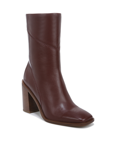 Shop Franco Sarto Stevie Mid Shaft Boots Women's Shoes In Wine Red Leather