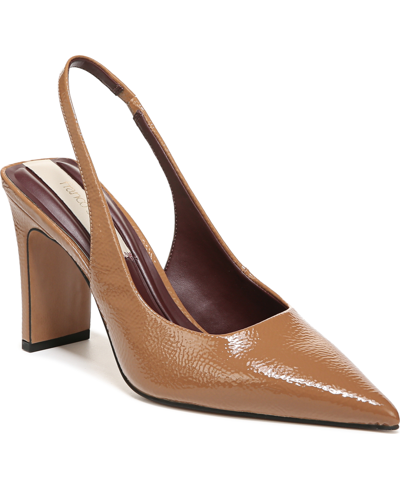 Shop Franco Sarto Averie Pointed Toe Slingbacks In Toffee Tan Faux Patent