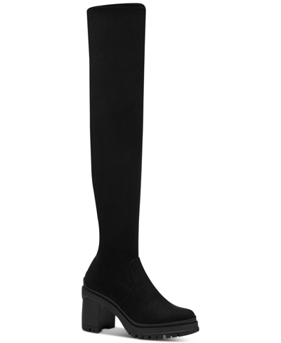 Shop Bar Iii Women's Fernn Platform Over-the-knee Boots, Created For Macy's Women's Shoes In Black Micro