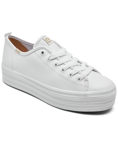 Shop Keds Women's Triple Up Leather Platform Casual Sneakers From Finish Line In White