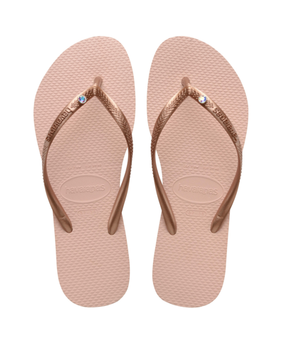 Havaianas Kids Slim Crystal Sw Ii Flip Flop Sandals In Ballet Rose