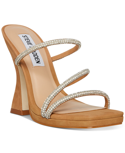 Shop Steve Madden Women's Libbie Embellished Dress Sandals In Nude Rhinestone