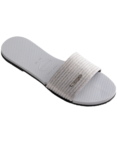 Shop Havaianas Women's You Malta Metallic Sandals In Ice Gray