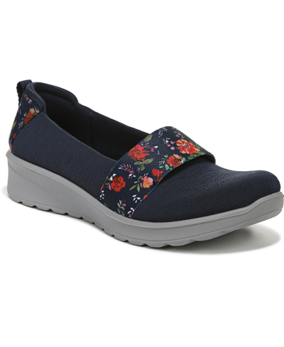 Shop Bzees Gracie Washable Slip-ons Women's Shoes In Navy Floral Fabric