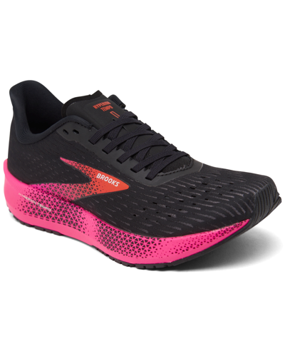 Shop Brooks Women's Hyperion Tempo Running Sneakers From Finish Line In Black/pink/hot Coral