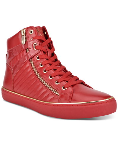 Guess Men's Million Quilted Faux-leather High Top Side-zip Sneakers Men's  Shoes In Red | ModeSens
