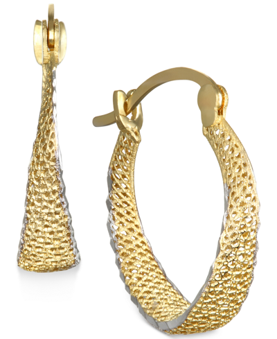 Macy's Textured Hoop Earrings In 10k Gold In Gold