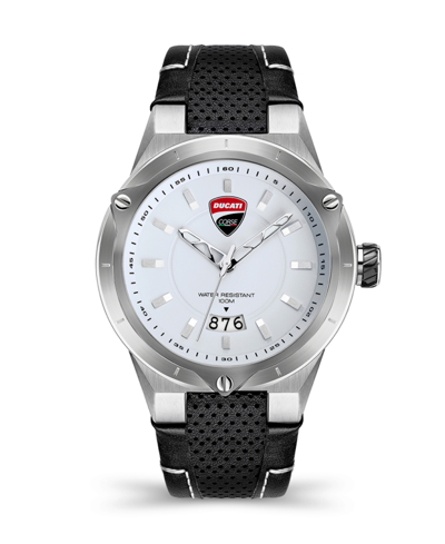 Shop Ducati Corse Men's Curva Date Timepiece Black Leather Strap Watch 45mm