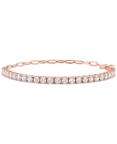 Shop Macy's Cubic Zirconia Curved Bar Bracelet In Rose Gold