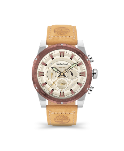Shop Timberland Men's Fitzwilliam Wheat Leather Strap Watch 46mm