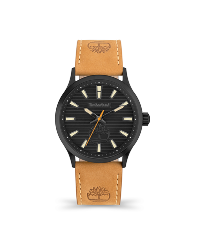 Shop Timberland Men's Trumbull Wheat Leather Strap Watch 45mm