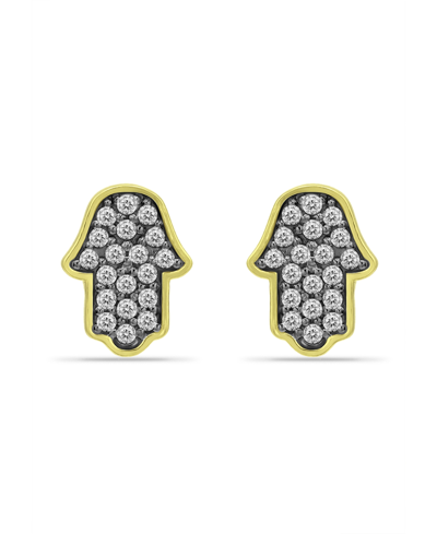 Giani Bernini Cubic Zirconia With Black Rhodium Hamsa Stud Earrings, 18k Gold Over Silver In Gold Over Silver