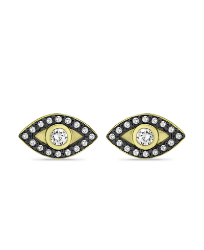 Giani Bernini Cubic Zirconia With Black Rhodium Evil Eye Stud Earrings, 18k Gold Over Silver In Gold Over Silver