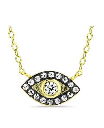 Giani Bernini Cubic Zirconia With Black Rhodium Evil Eye Pendant, 18k Gold Over Silver In Gold Over Silver
