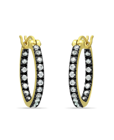 Giani Bernini 18mm Cubic Zirconia With Black Rhodium Round Inside Outside Hoop Earringss, 18k Gold Over Silver In Gold Over Silver