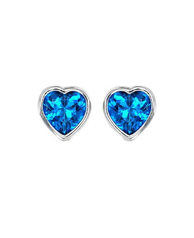 Macy's Heart Bezel Stud Earrings In Sterling Silver With Tanzanite In Tanzanite