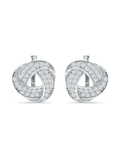 Giani Bernini Cubic Zirconia Love Knot Huggie Hoop Earrings, Sterling Silver Or 18k Gold Over Silver In Sterling Silver