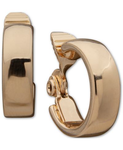 Anne Klein Gold-tone Small Wide Clip-on Hoop Earrings, 0.71" In Gold