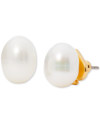 Shop Kate Spade Gold-tone Freshwater Pearl Stud Earrings In Cream