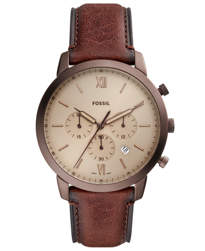 Shop Fossil Men's Neutra Brown Leather Strap Watch, 44mm