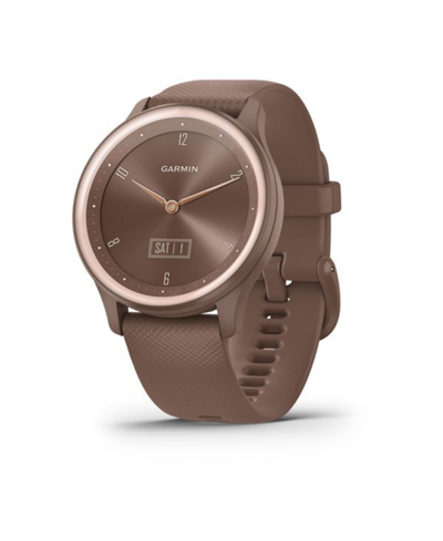 Shop Garmin Unisex Vivomove Sport Cocoa Silicone Band With Peach Gold-tone Accents Smart Watch 40mm In Cocoa And Peach