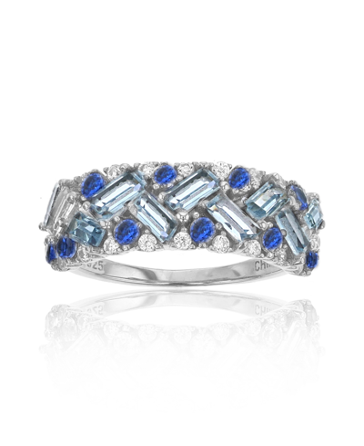 Shop Macy's Cubic Zirconia In Sterling Silver Tanzanite And Baguette Ring