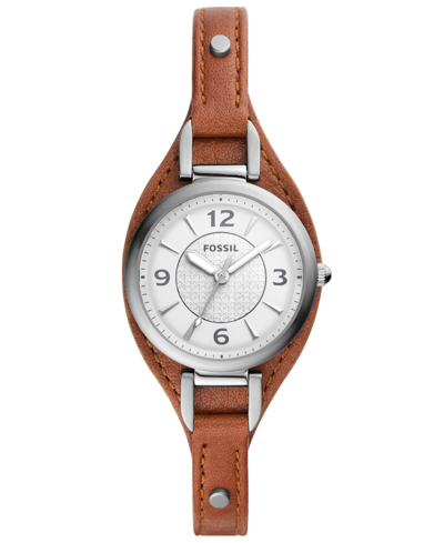 Shop Fossil Women's Carlie Brown Leather Strap Watch, 28mm