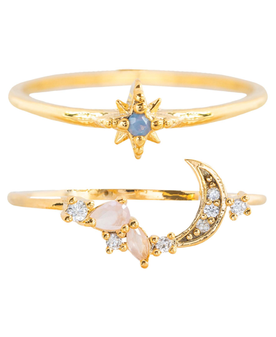 Shop Girls Crew Celestia Ring Set In Gold-plated